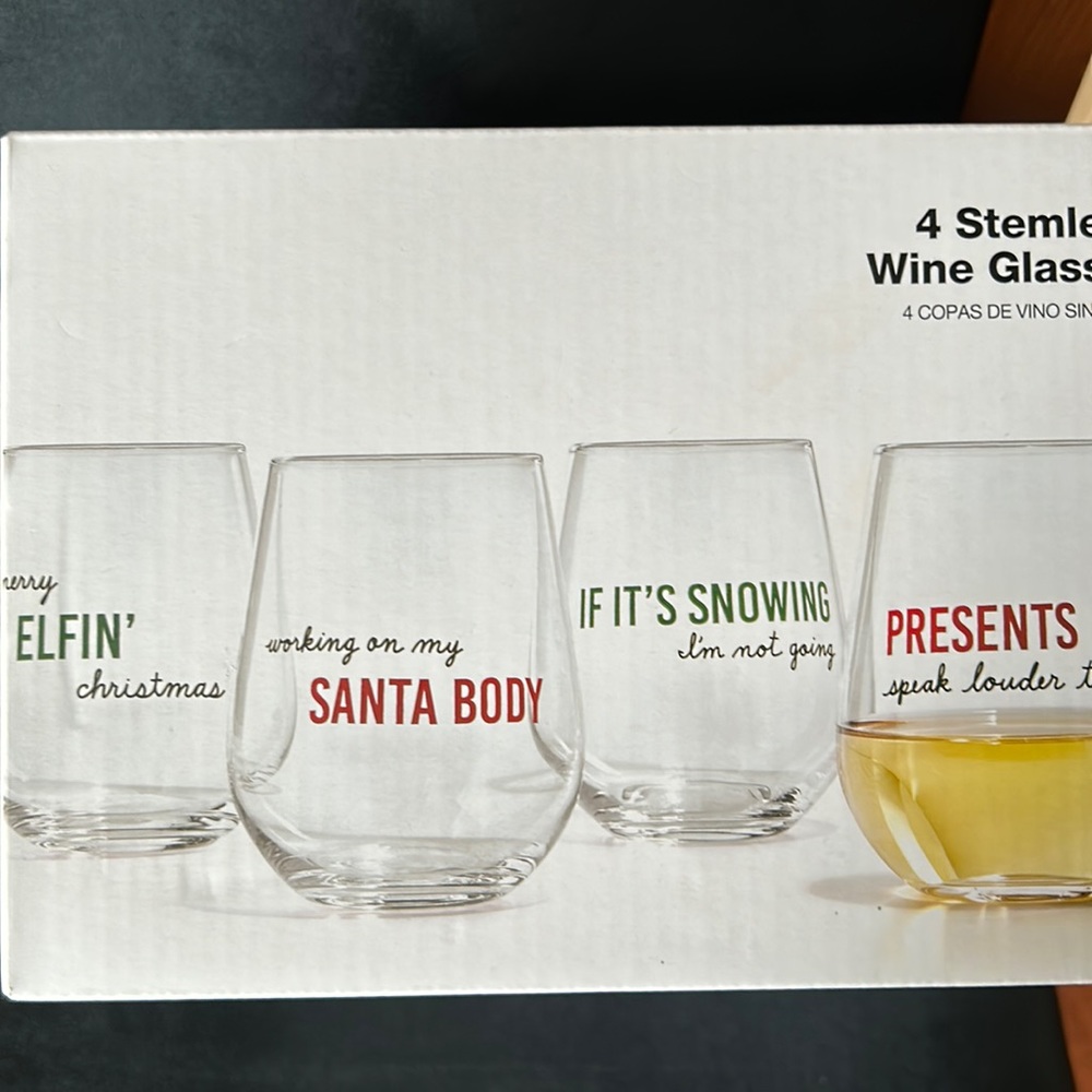 Christmas Stemless Wine Glasses